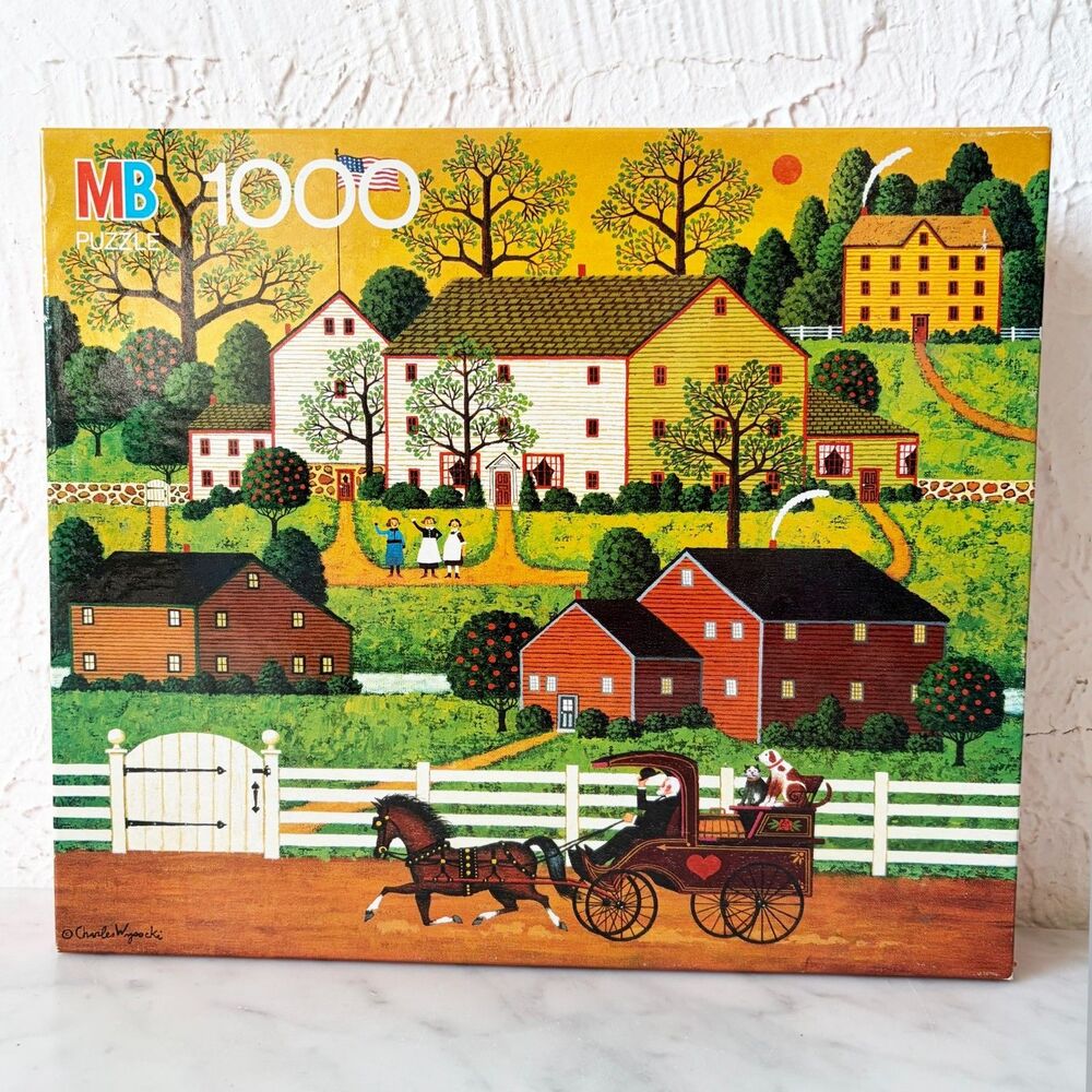 Charles Wysocki Hi Neighbor 1000 Piece Puzzle Complete Vintage Milton Bradley